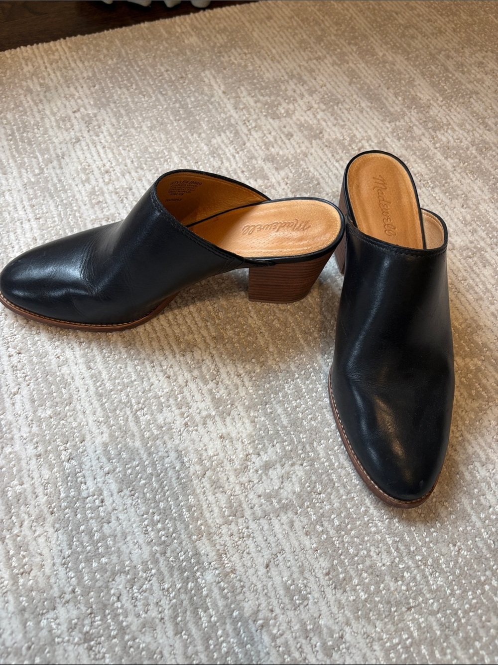 Madewell Black Leather Mule Heels